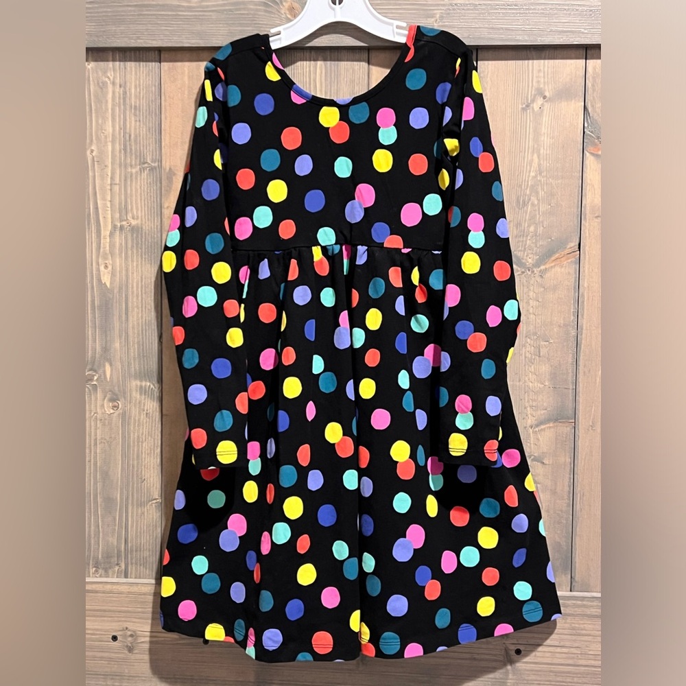 HANNA ANDERSSON Girls Heavy OekoTex Cotton Polka Dot Dress NWOT Black Size 8 139